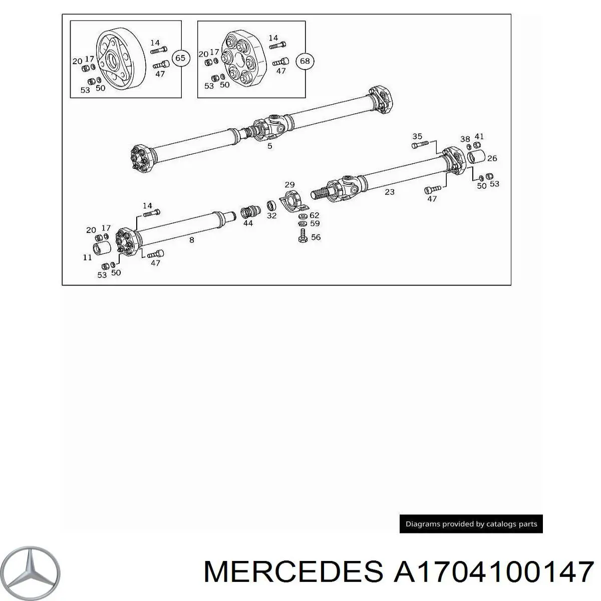 Acoplamento elástico dianteiro do veio de transmissão Mercedes A1704100147 preço, a partir de 388,11 USD