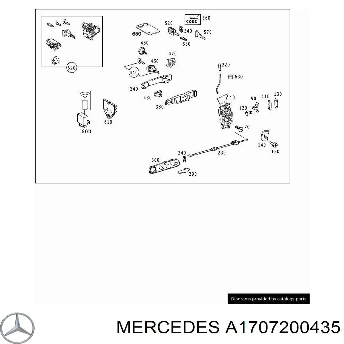 A1707200435 Mercedes Fecho da porta dianteira esquerda