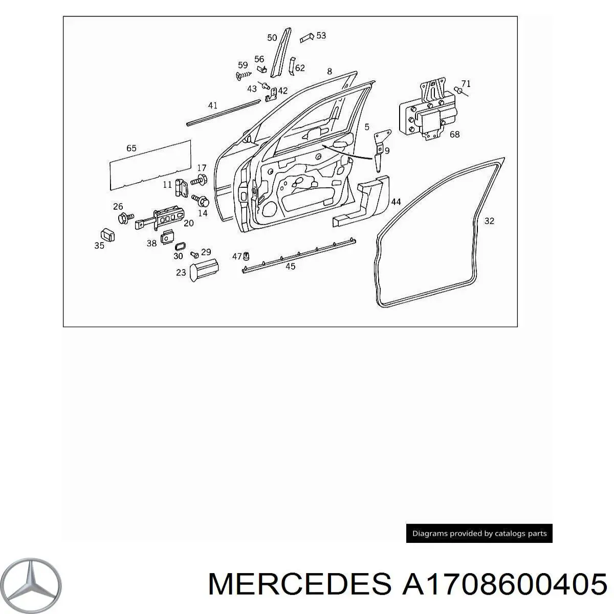 A1708600405 Mercedes Cinto de segurança (AIRBAG) da porta dianteira direita