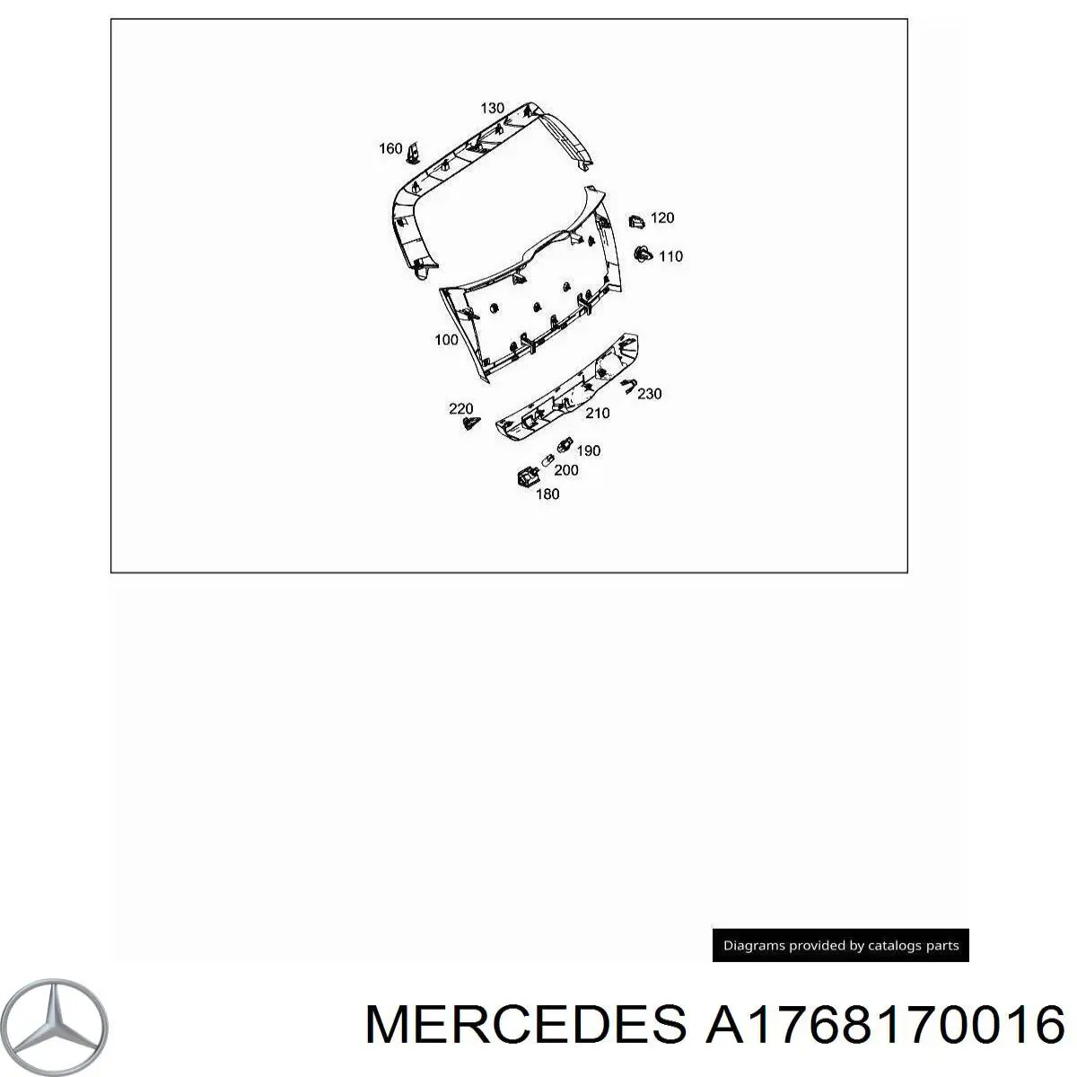 A1768170016 Mercedes Emblema de tampa de porta-malas (emblema de firma)