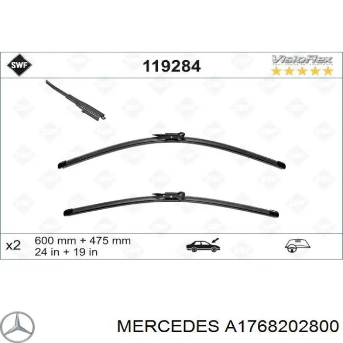 Limpa-pára-brisas do pára-brisas, kit de 2 un. Mercedes A1768202800 preço, a partir de 25,20 USD