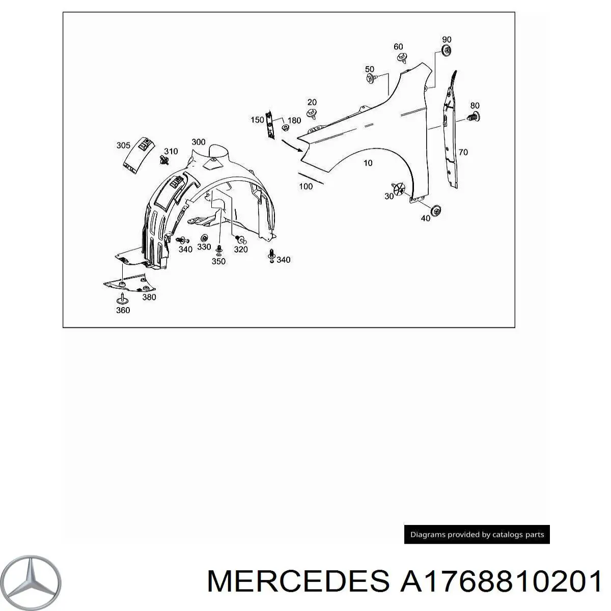 Pára-lama dianteiro direito Mercedes A1768810201 preço, a partir de 173,06 USD