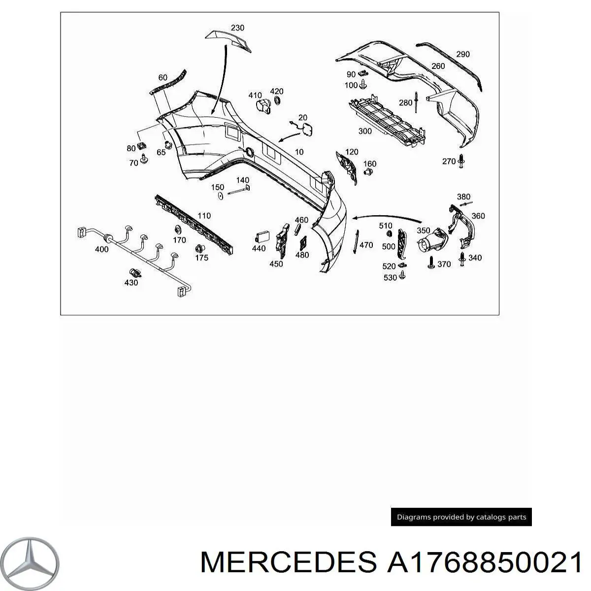 A1768850021 Mercedes Consola esquerda do pára-choque traseiro externo