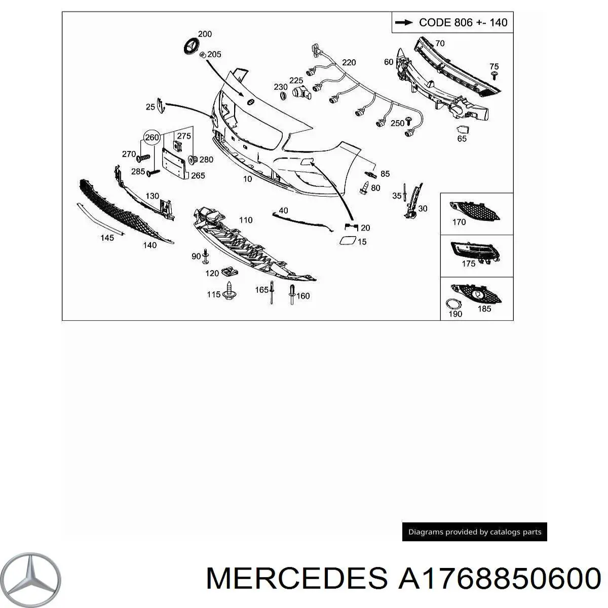 A1768850600 Mercedes Absorvedor (enchido) do pára-choque dianteiro