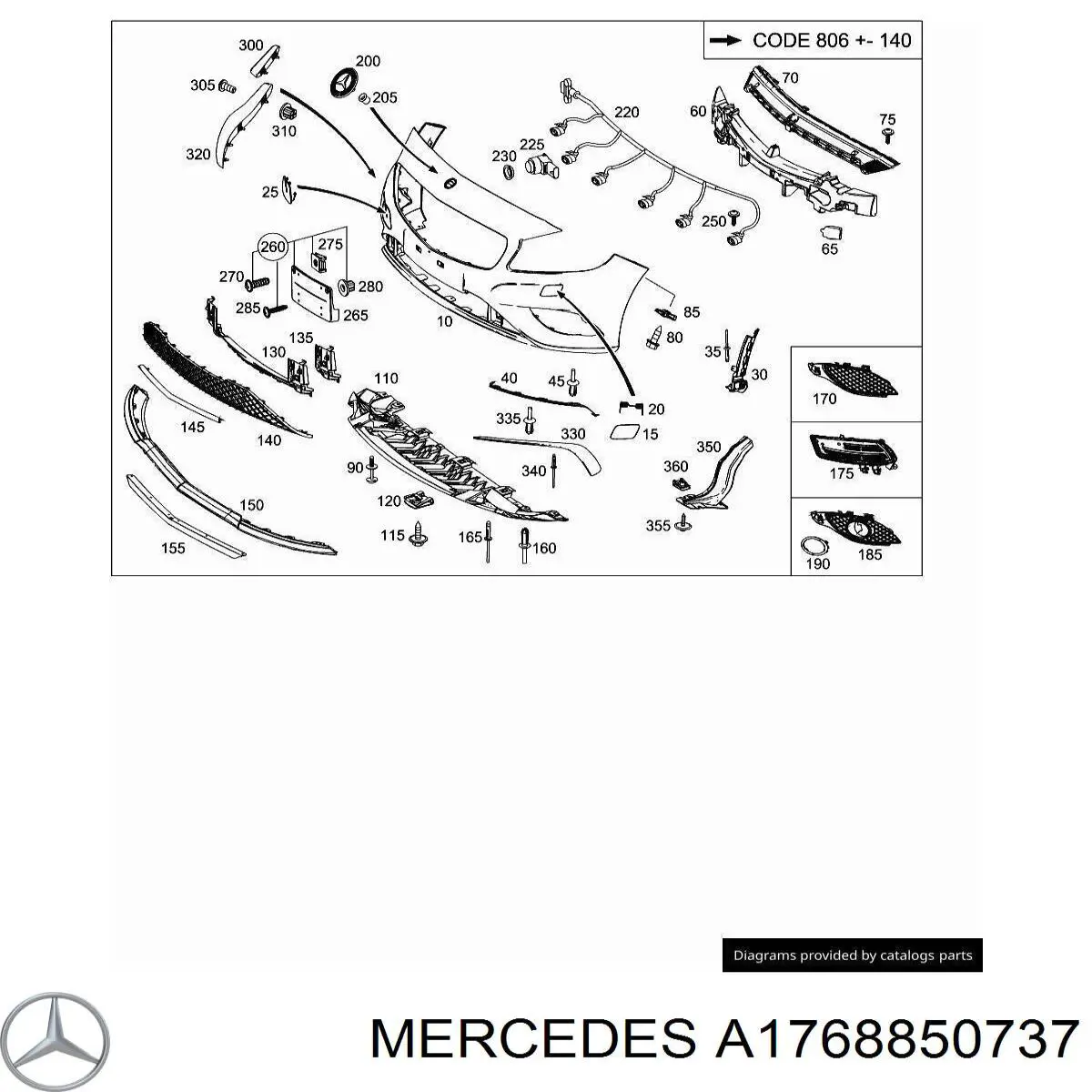 A1768850737 Mercedes Absorvedor (enchido) do pára-choque dianteiro