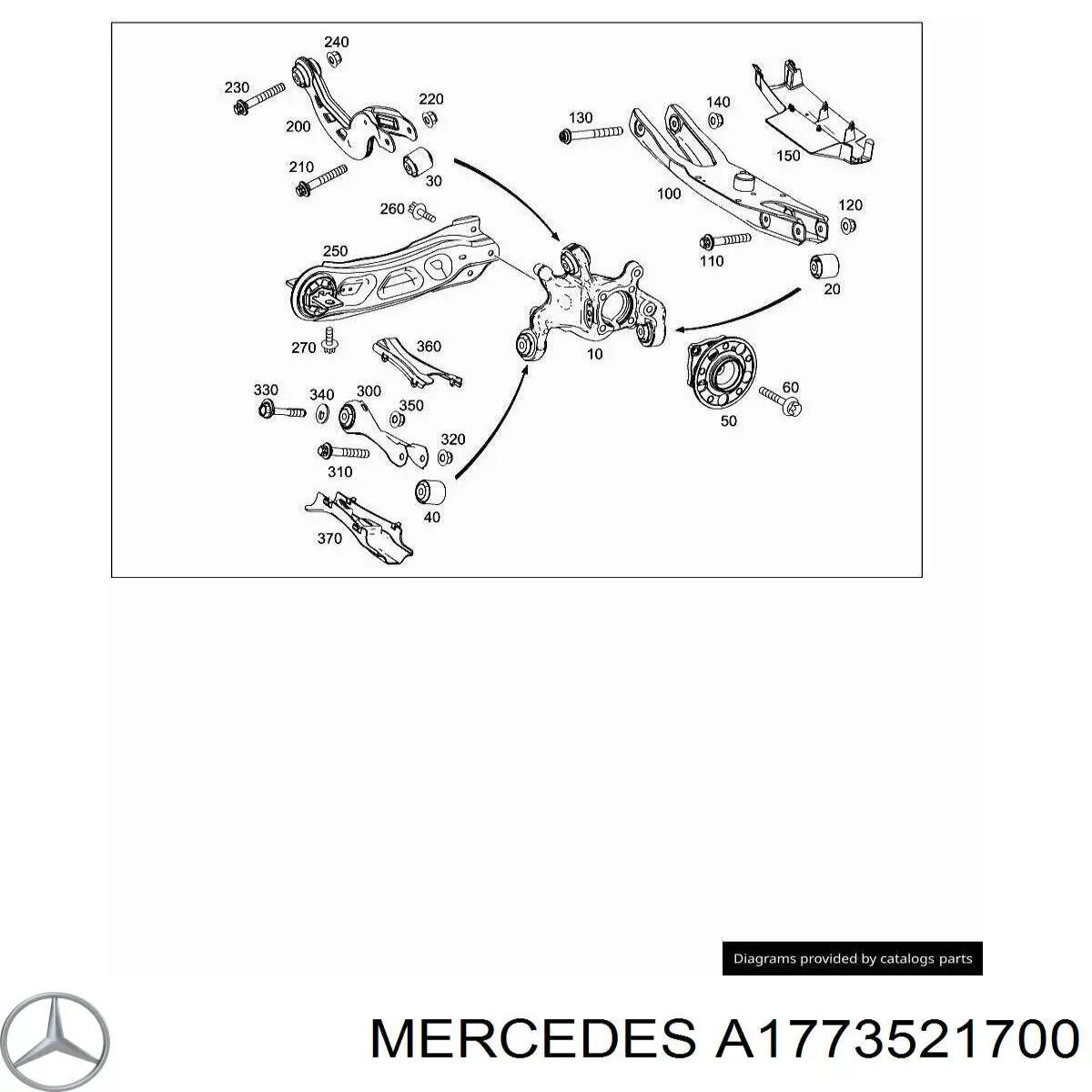 A1773521700 Mercedes Braço oscilante inferior esquerdo de suspensão traseira/direita