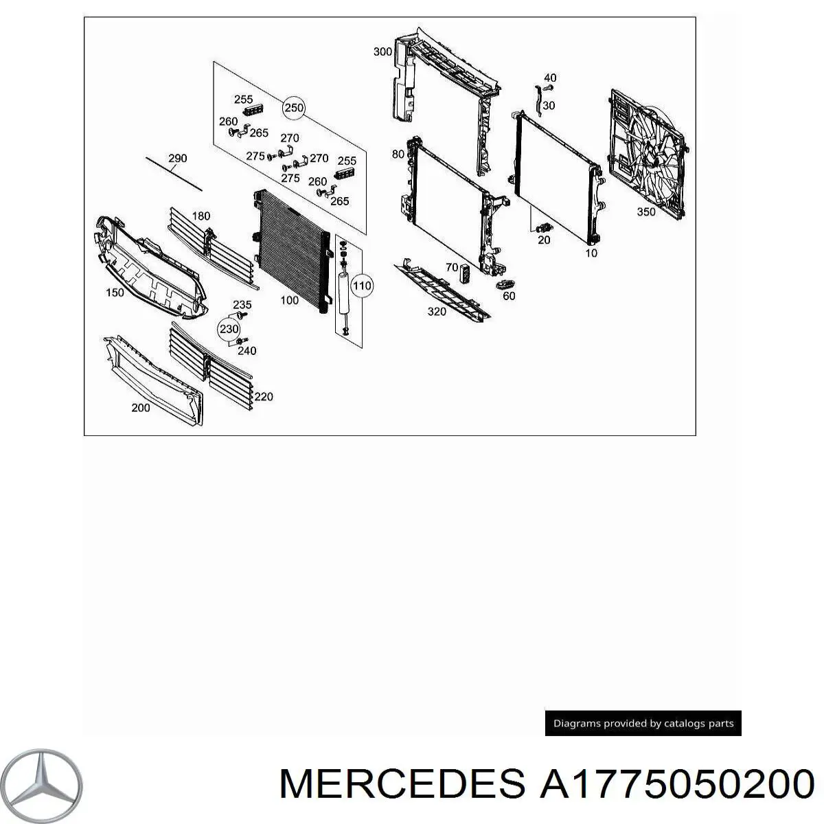 A1775050200 Mercedes Conduto de ar (defletor) inferior do radiador