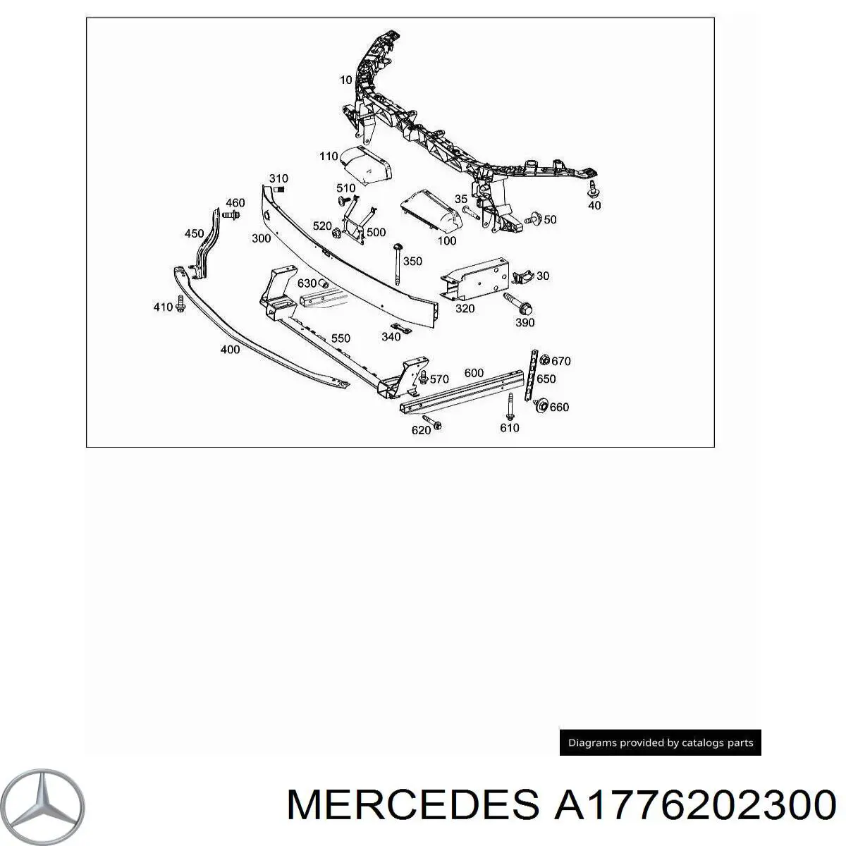 A1776202300 Mercedes Consola de reforçador do pára-choque dianteiro