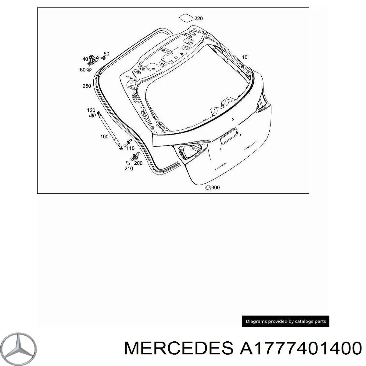 Porta traseira (3ª/5ª porta-malas (tampa de alcapão) Mercedes A  W177