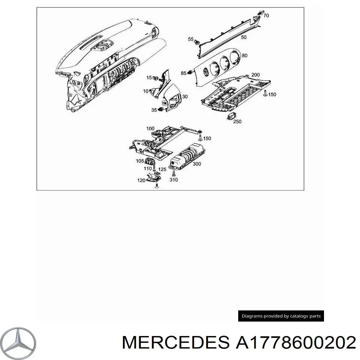 1778600202 Mercedes Cinto de segurança (AIRBAG) de condutor, de proteção de joelhos