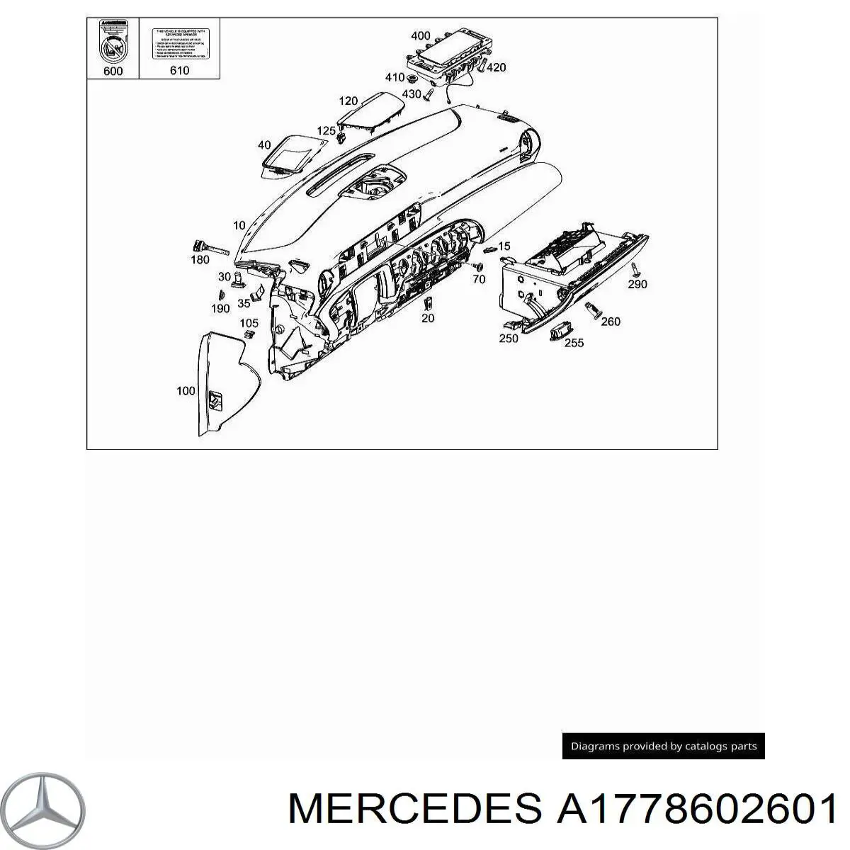 177860260164 Mercedes Cinto de segurança (AIRBAG) de passageiro