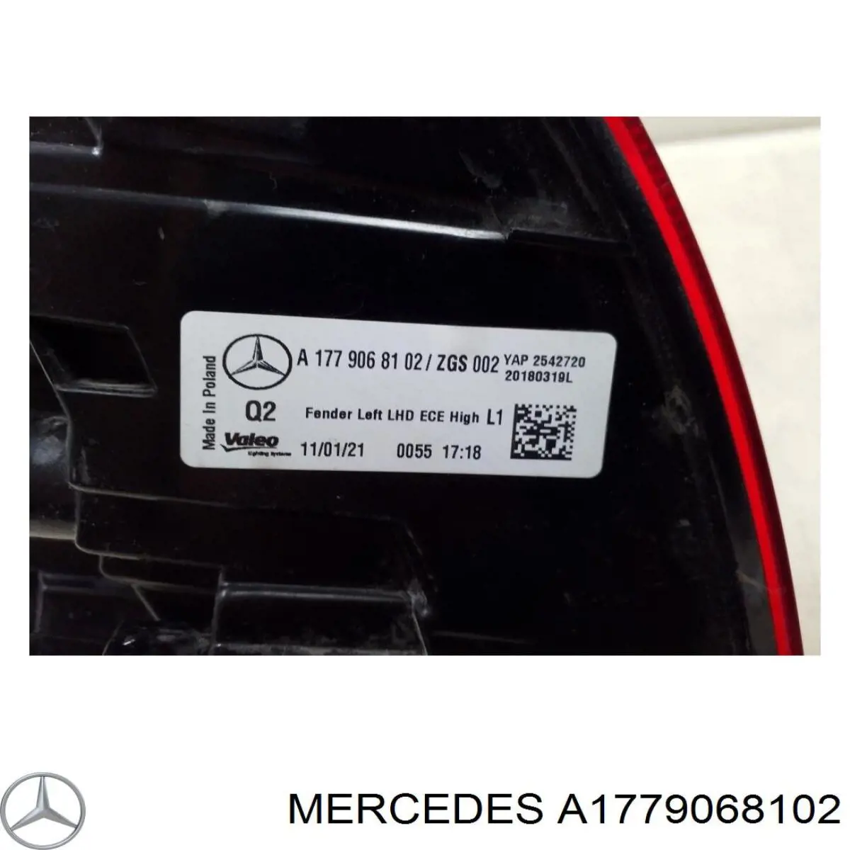 A1779068102 Mercedes Lanterna traseira esquerda externa