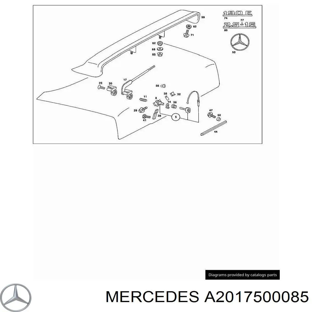 A2017500085 Mercedes Fecho de tampa de porta-malas (de 3ª/5ª porta traseira)