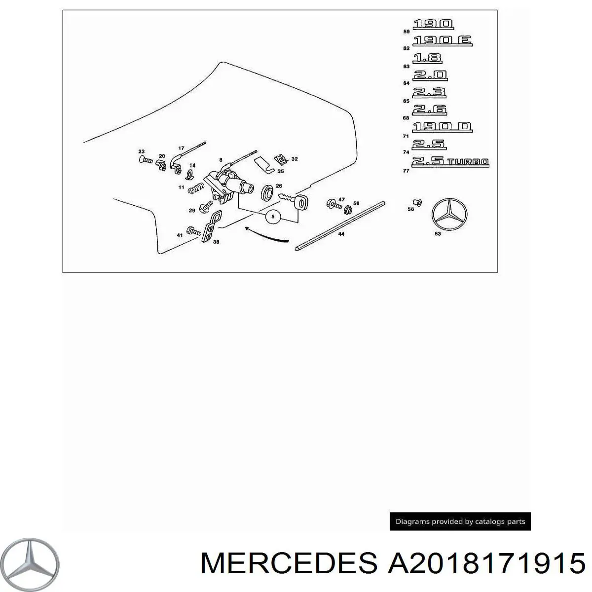 A2018171915 Mercedes Emblema de tampa de porta-malas (emblema de firma)
