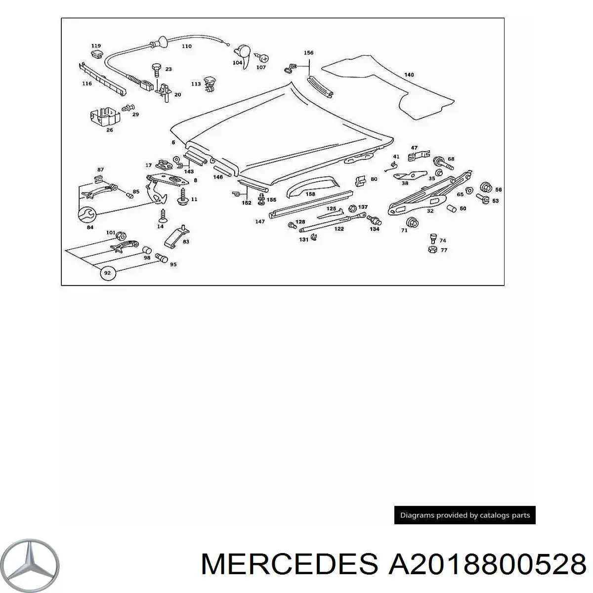 Gozno da capota esquerdo Mercedes A2018800528 preço, a partir de 227,19 USD