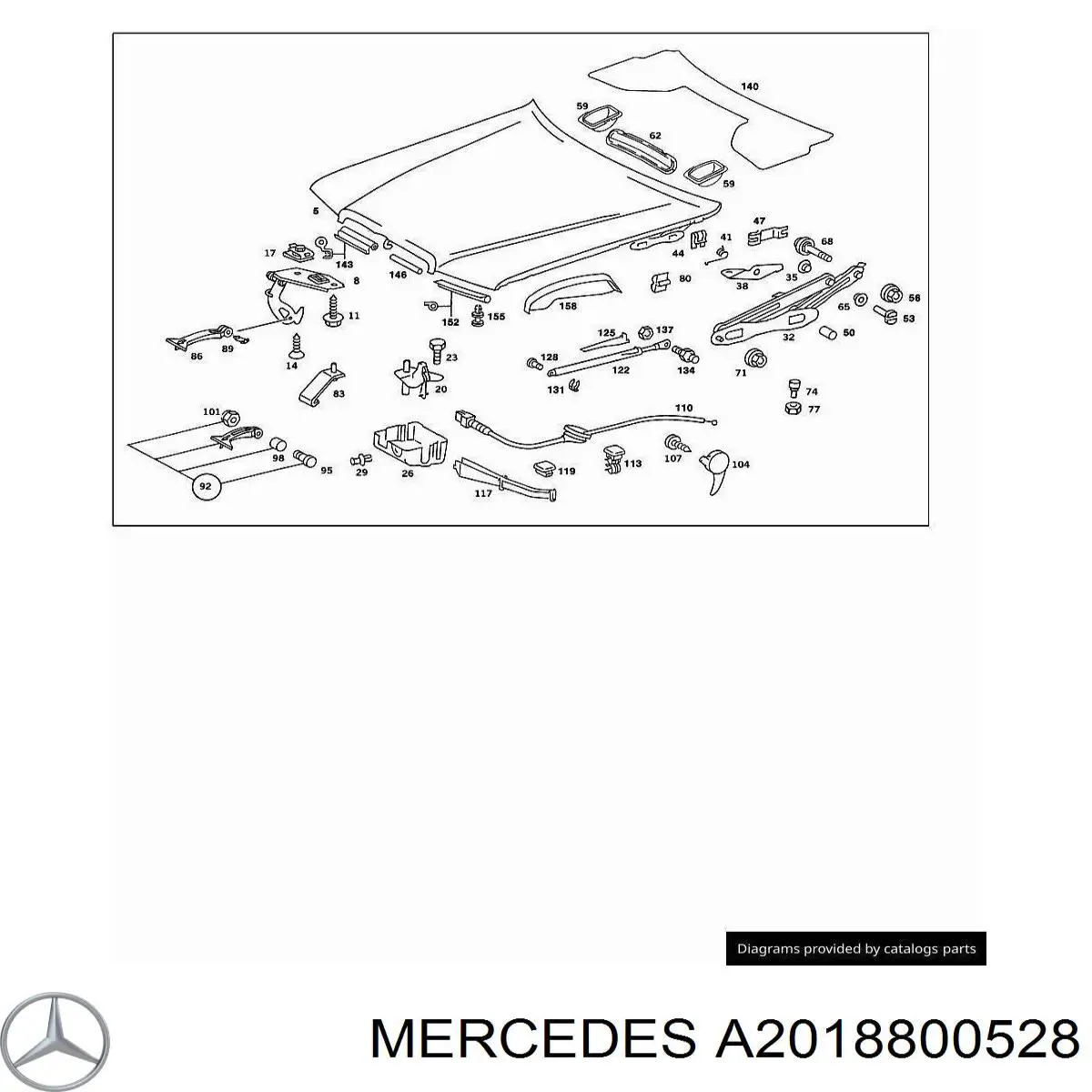 A2018800528 Mercedes Gozno da capota esquerdo