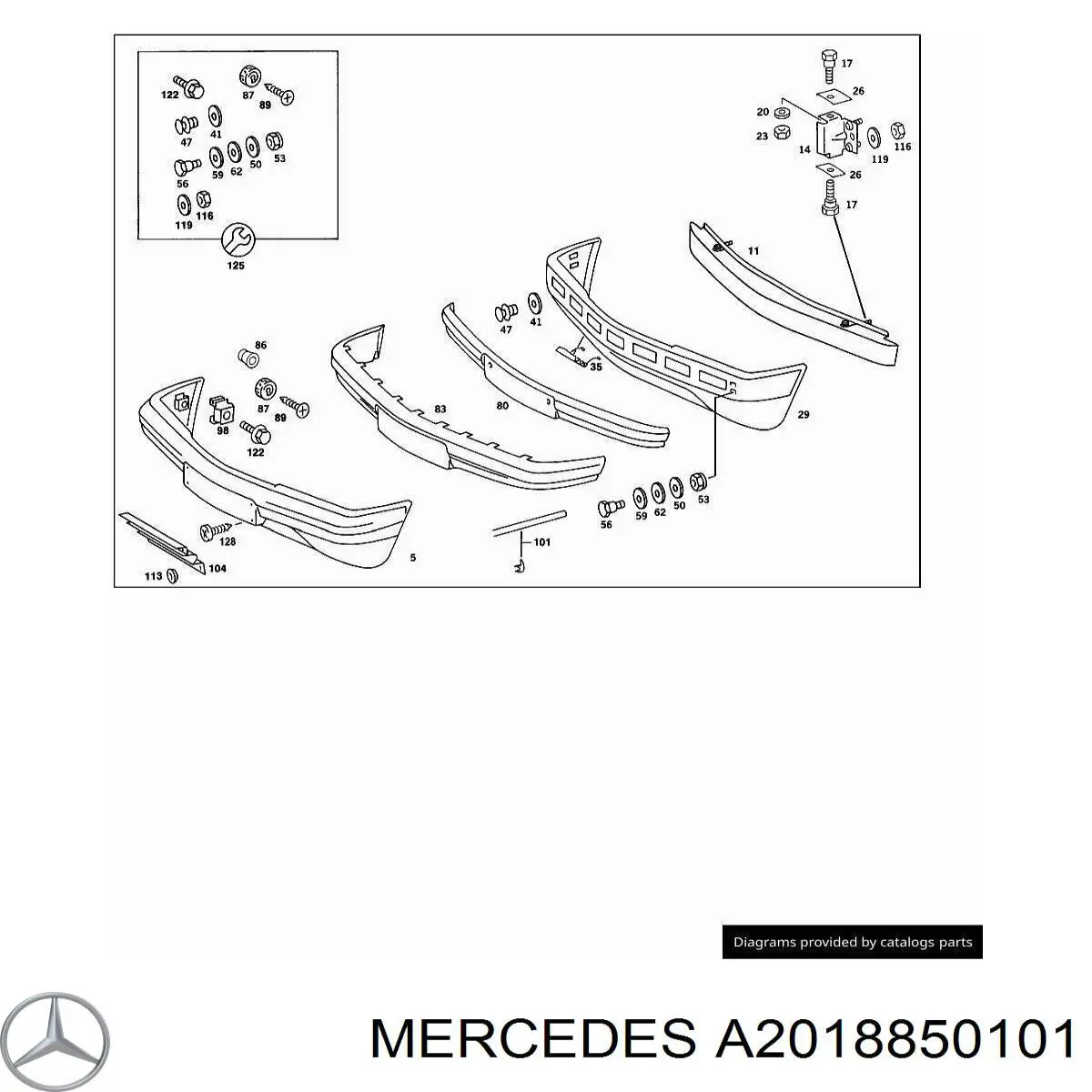 Reforçador do pára-choque dianteiro para Mercedes C 190 W201