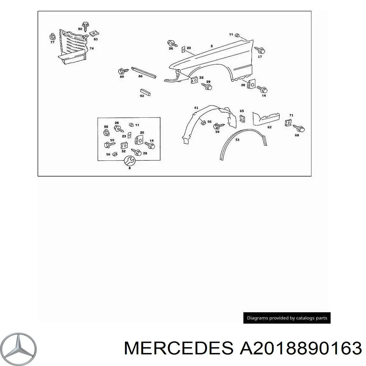 A2018890163 Mercedes Ripa (placa sobreposta) da luz esquerda