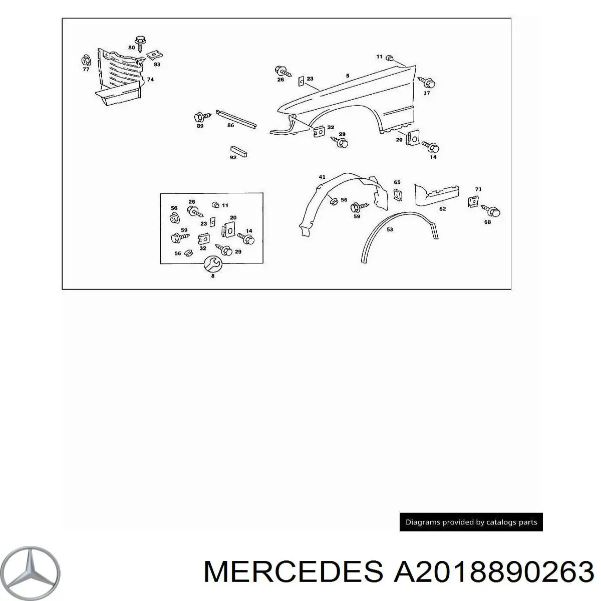 Ripa (placa sobreposta) da luz direita Mercedes A2018890263 preço, a partir de 16,88 USD