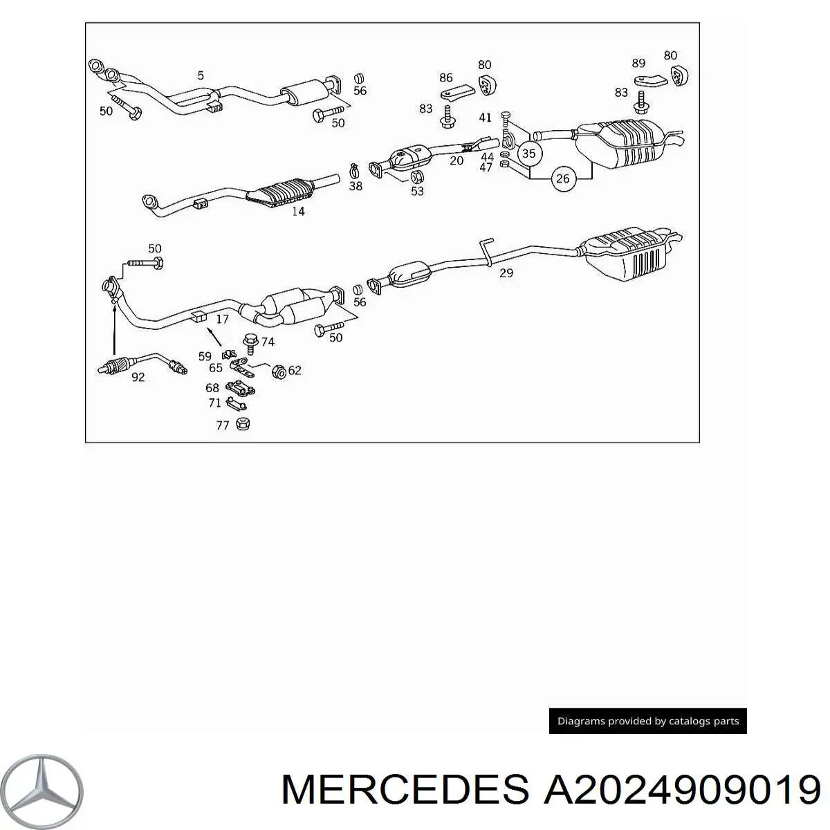 Compre A2024909019 Mercedes Silenciador, parte dianteira