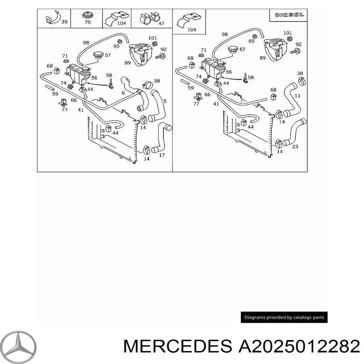 Mangueira (cano derivado) inferior do radiador de esfriamento Mercedes A2025012282 preço, a partir de 21,17 USD
