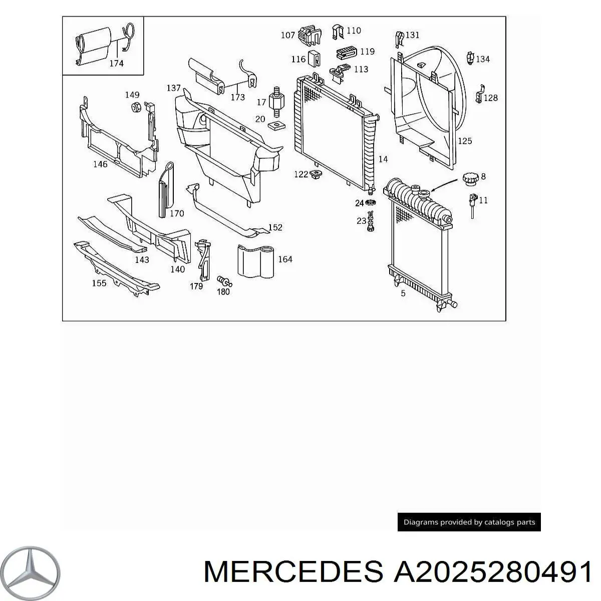  Mercedes A2025280491 preço, a partir de 122,69 USD