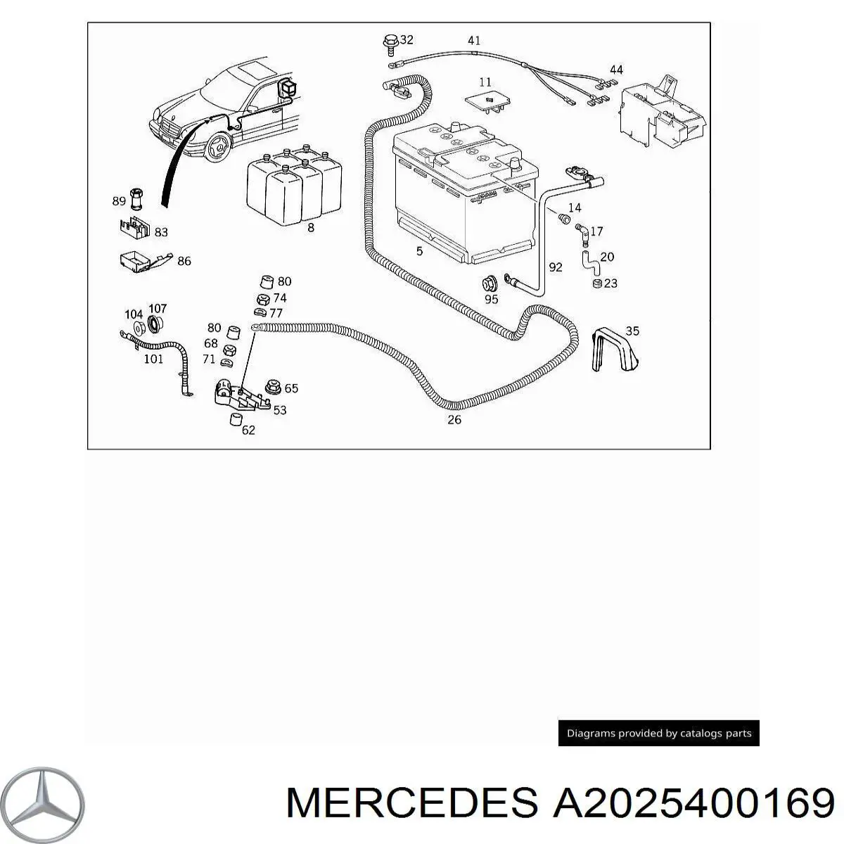 A2025400169 Mercedes Caixa de junção do cabo positivo