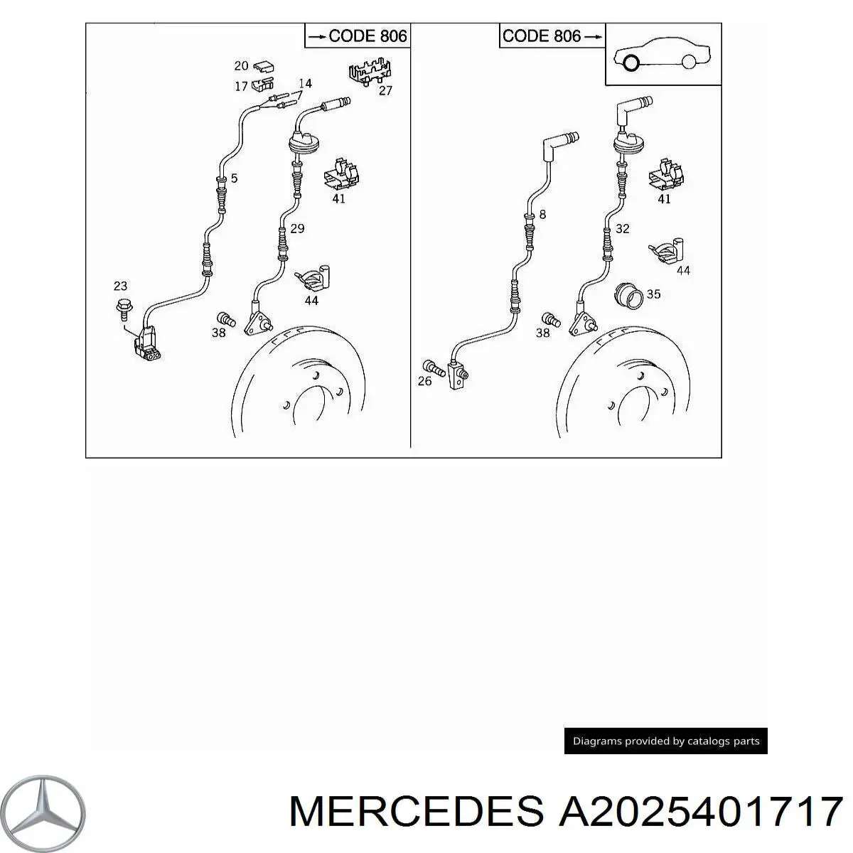 A2025401717 Mercedes Sensor ABS dianteiro esquerdo