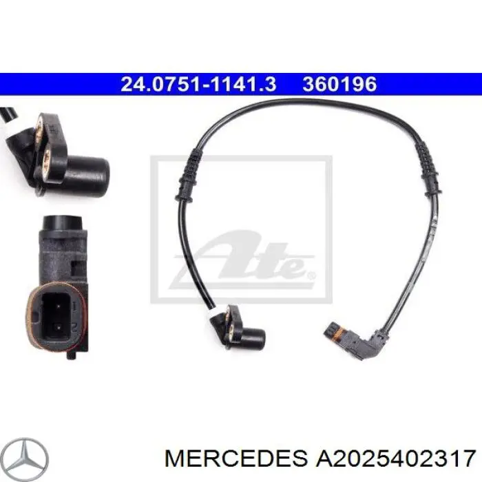 Sensor ABS dianteiro esquerdo Mercedes A2025402317 preço, a partir de 44,69 USD
