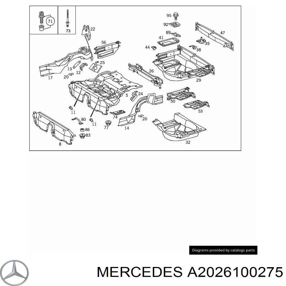 Fundo de porta-malas (nicho da roda de recambio) Mercedes A2026100275 preço, a partir de  