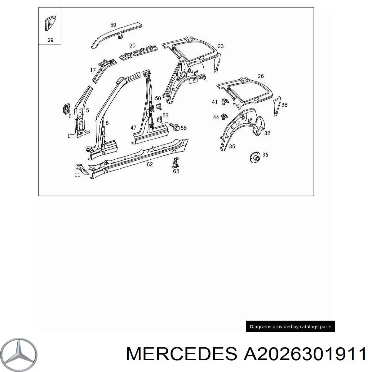 Montante central esquerdo de carroçaria Mercedes A2026300711 preço, a partir de 823,64 USD