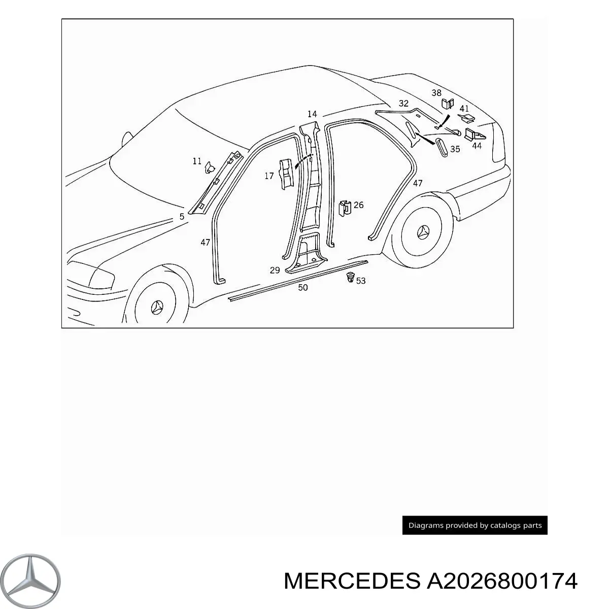 A2026800174 Mercedes Placa sobreposta interna esquerda de acesso na porta