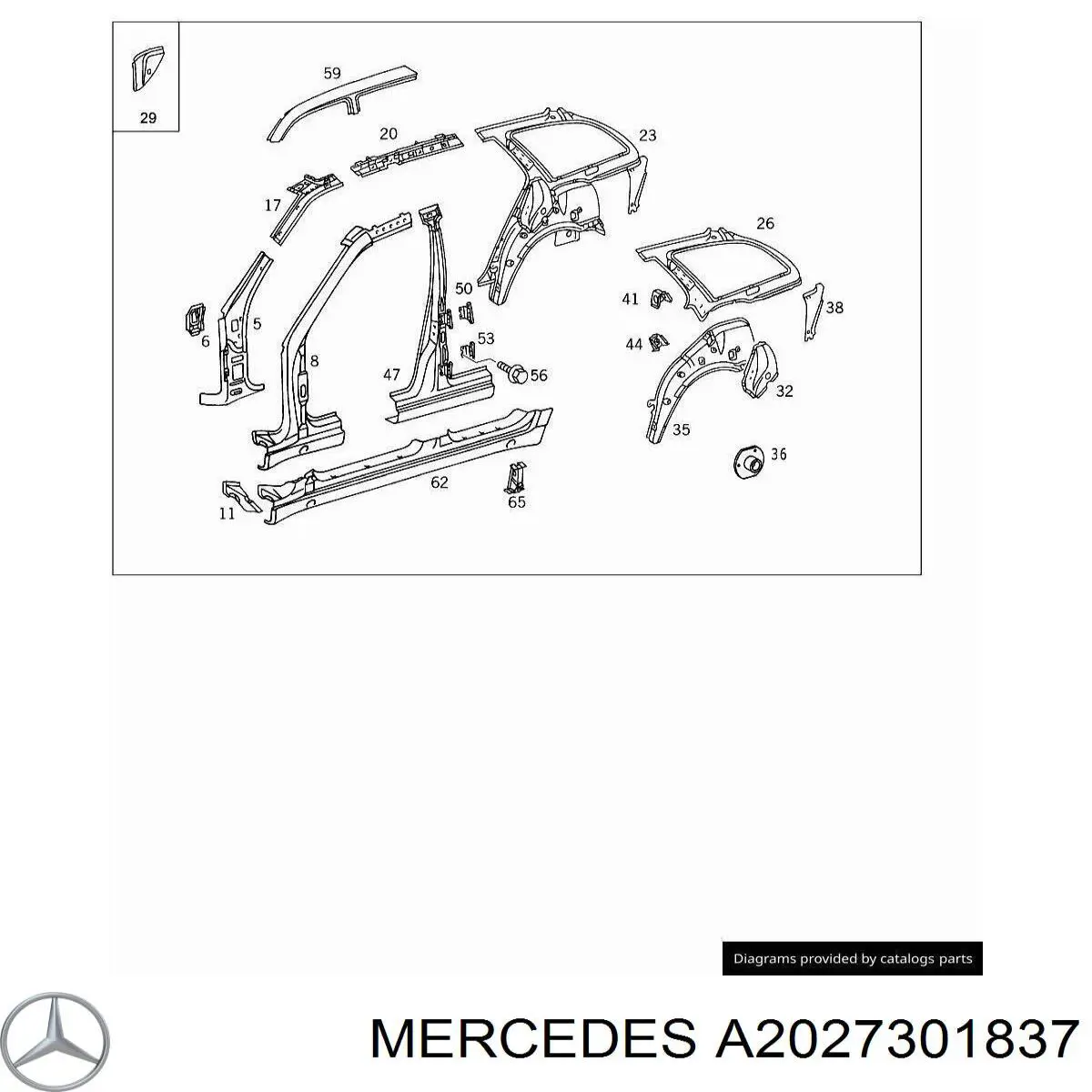 Gozno da porta traseira direita Mercedes A2027300237 preço, a partir de 101,42 USD