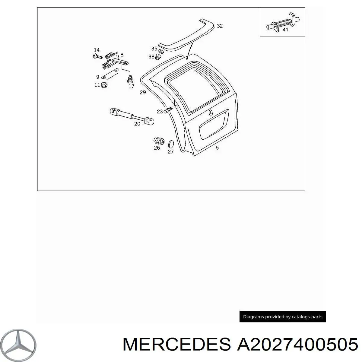 Porta traseira (3ª/5ª porta-malas (tampa de alcapão) Mercedes C  S202
