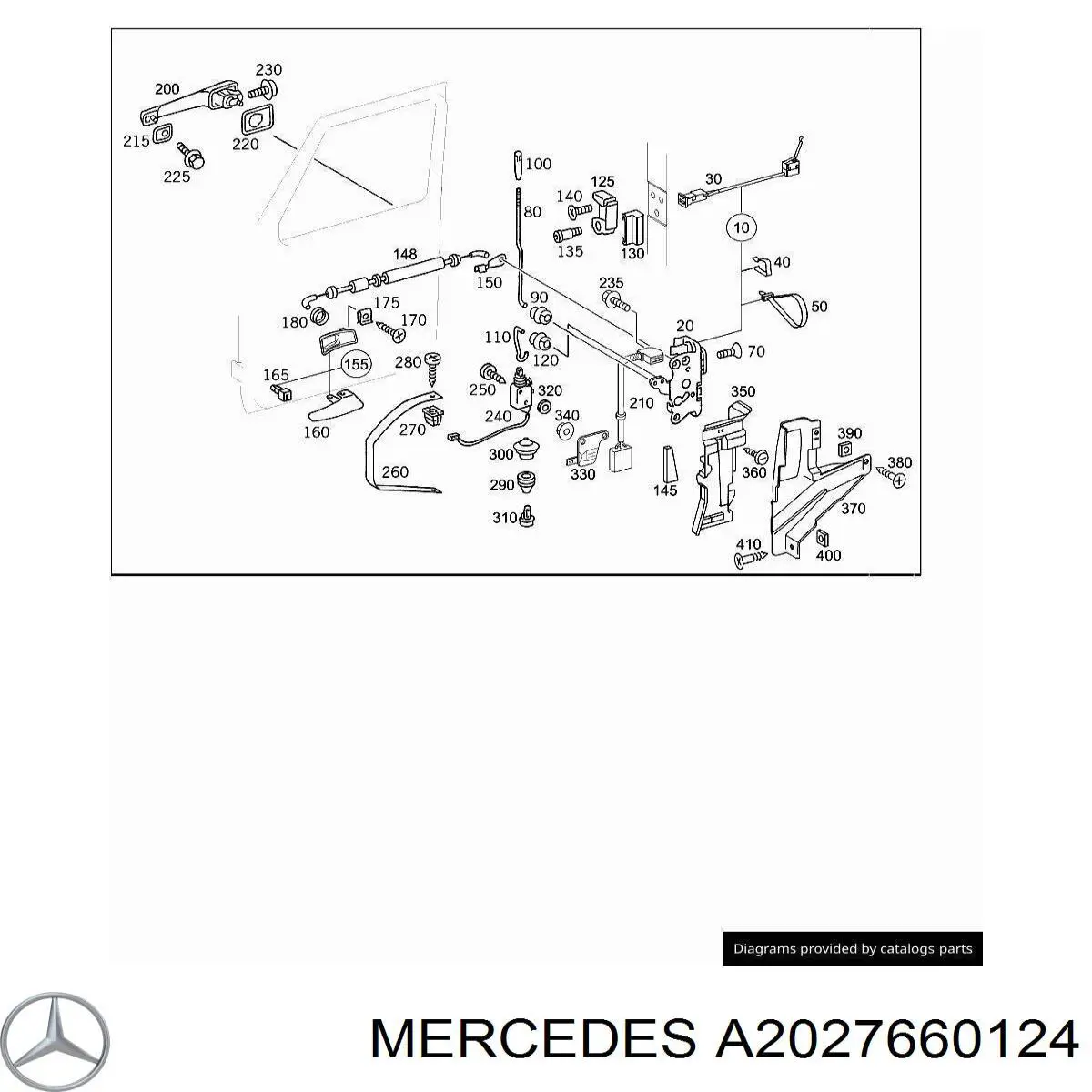 A2027660124 Mercedes Maçaneta interna dianteira/traseira da porta esquerda