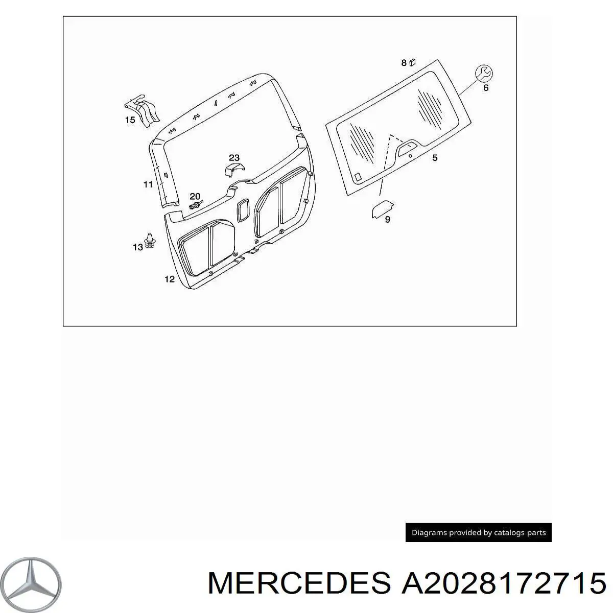 A2028172715 Mercedes Emblema de tampa de porta-malas (emblema de firma)
