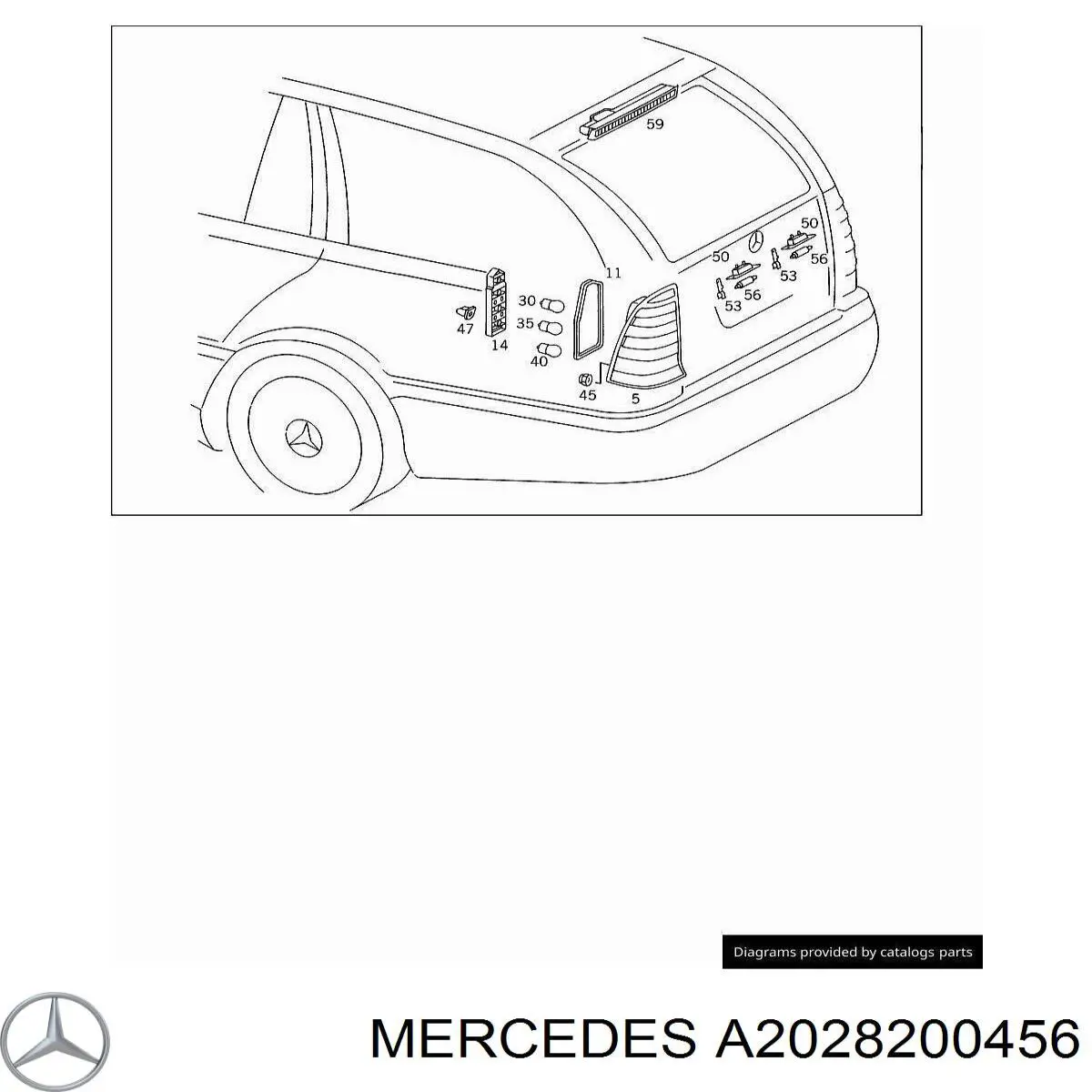 A2028200456 Mercedes Lanterna da luz de fundo de matrícula traseira
