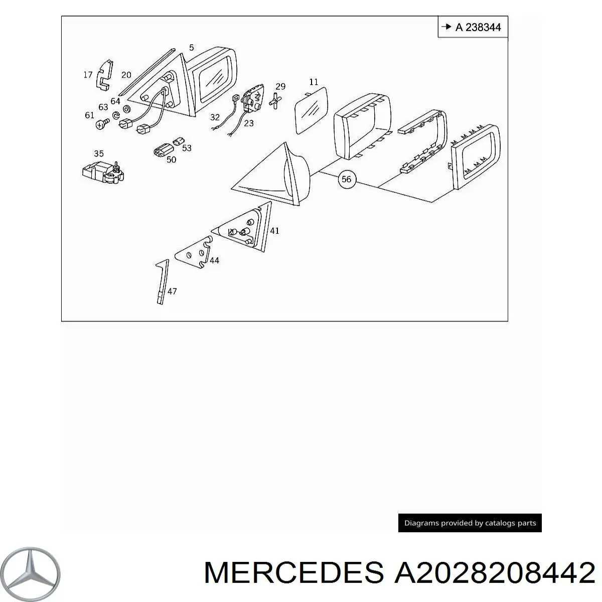 A2028208442 Mercedes Motor de acionamento do lente do espelho de retrovisão direito