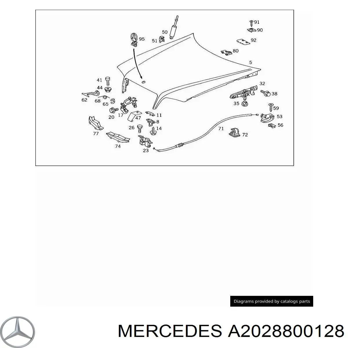 A2028800128 Mercedes Gozno da capota esquerdo