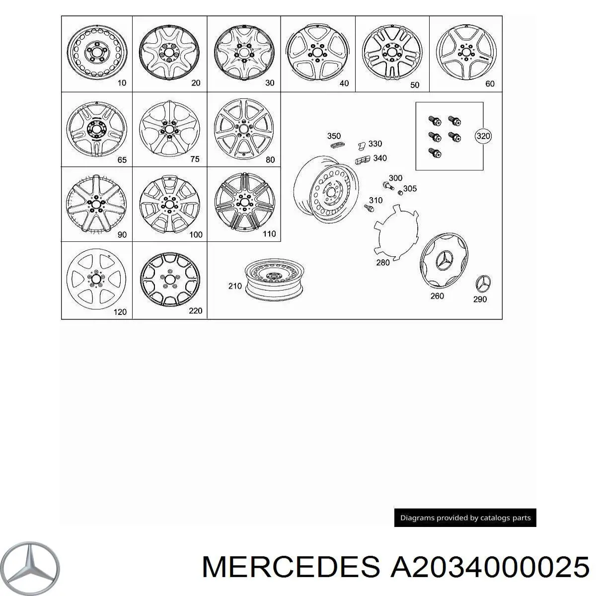 A2034000025 Mercedes Coberta de disco de roda