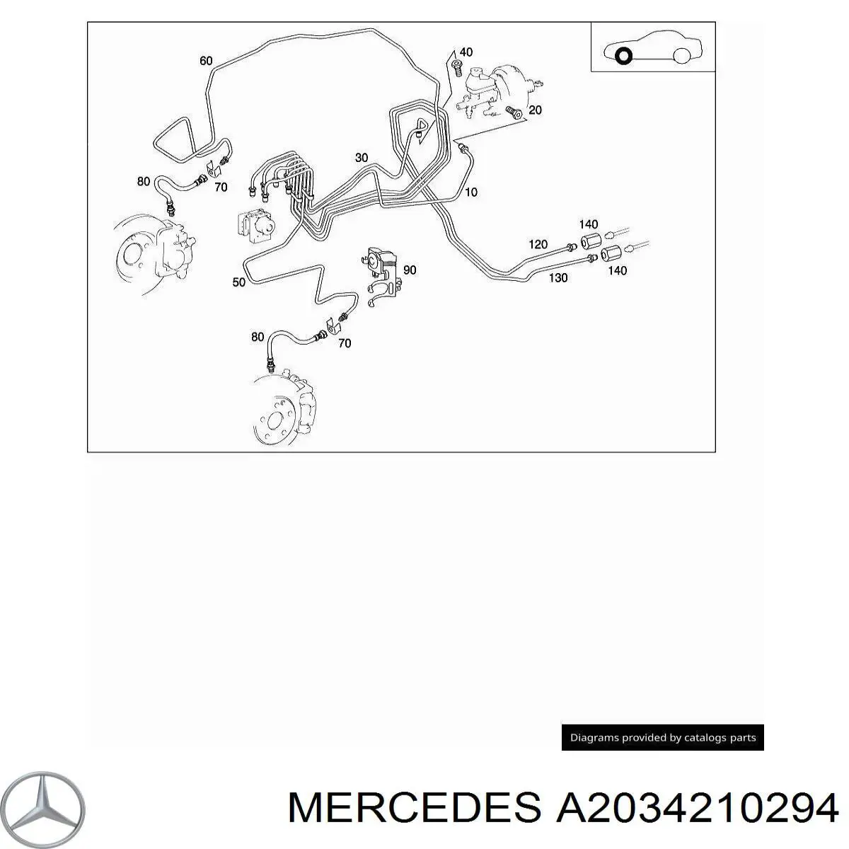 A2034210294 Mercedes Braçadeira de tubo do freio
