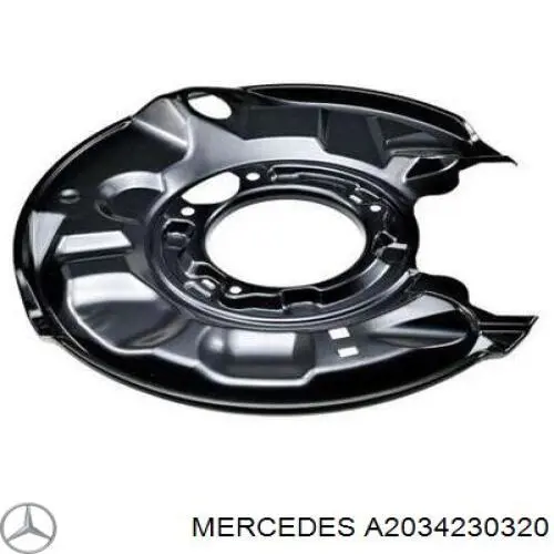 A2034230320 Mercedes Proteção esquerda do freio de disco traseiro