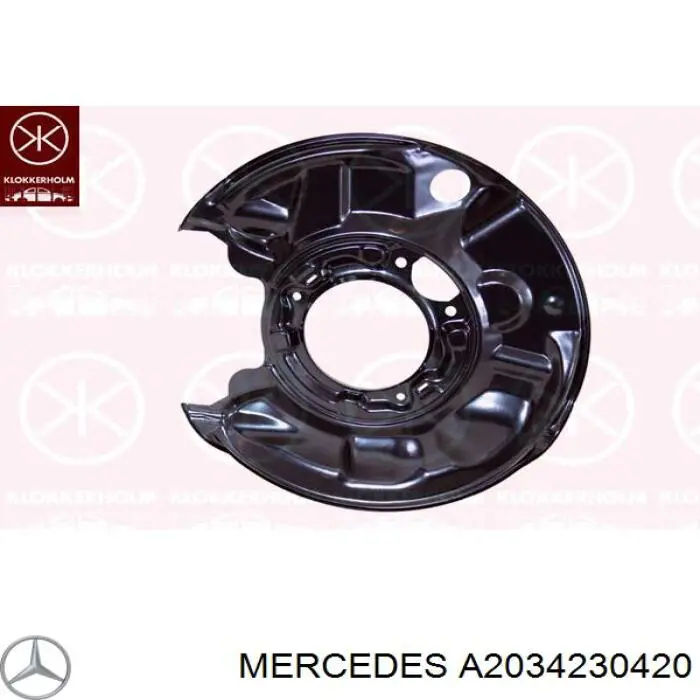 A2034230420 Mercedes Proteção direita do freio de disco traseiro
