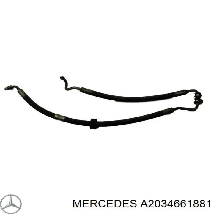 A2034661881 Mercedes Mangueira da Direção hidrâulica assistida de pressão alta desde a bomba até a régua (do mecanismo)
