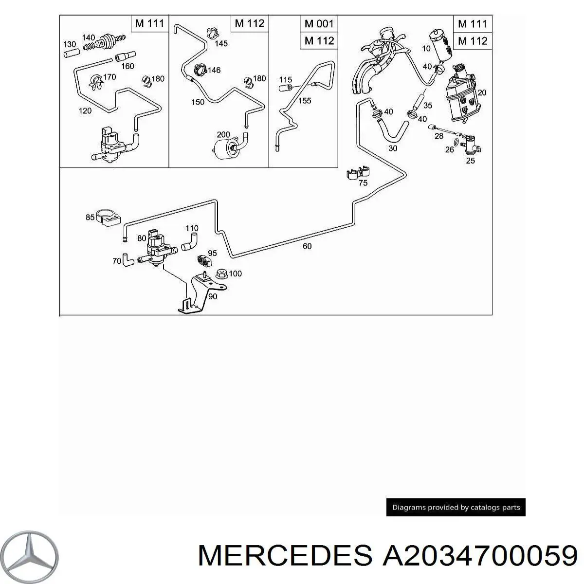 A2034700059 Mercedes Filtro de tanque dos vapores de combustível