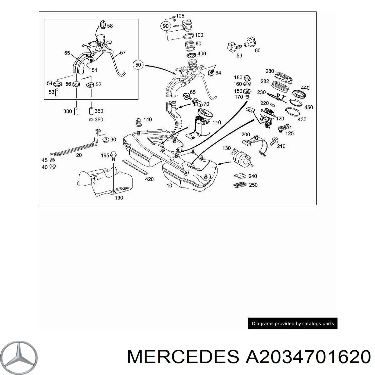 A2034701620 Mercedes Gargalo de enchimento do tanque de combustível