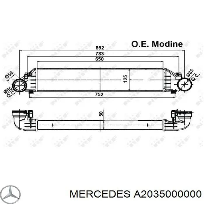 A2035000000 Mercedes Radiador de intercooler