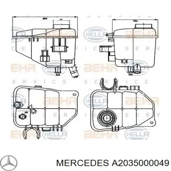 A2035000049 Mercedes Tanque de expansão do sistema de esfriamento