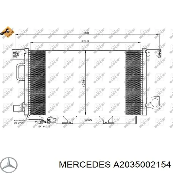 Radiador de aparelho de ar condicionado Mercedes A2035002154 preço, a partir de 153,90 USD