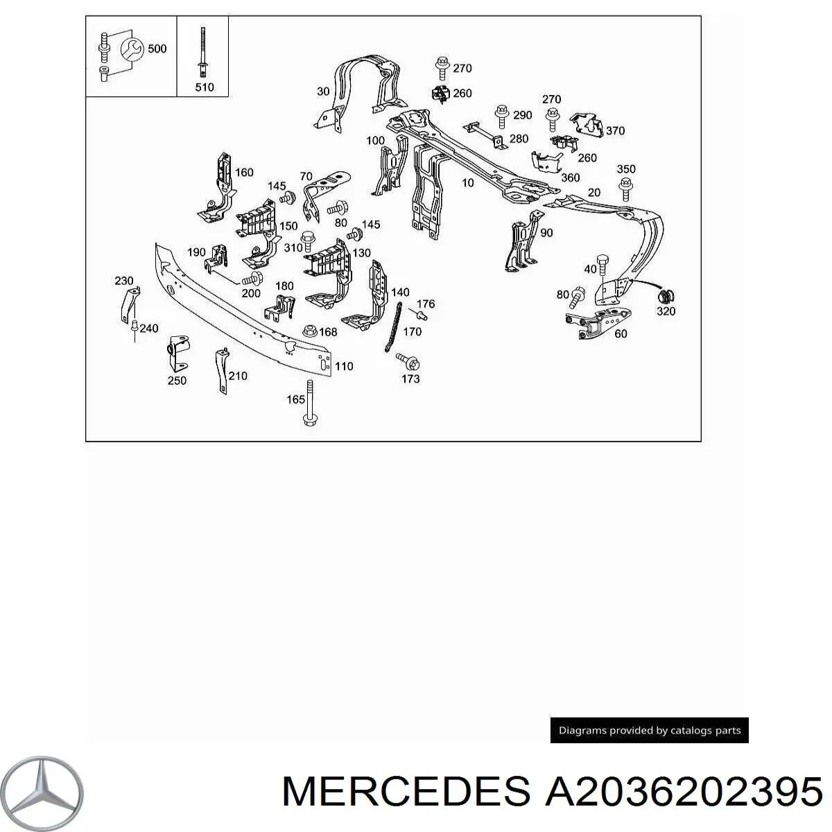 A2036202395 Mercedes Consola de reforçador do pára-choque dianteiro
